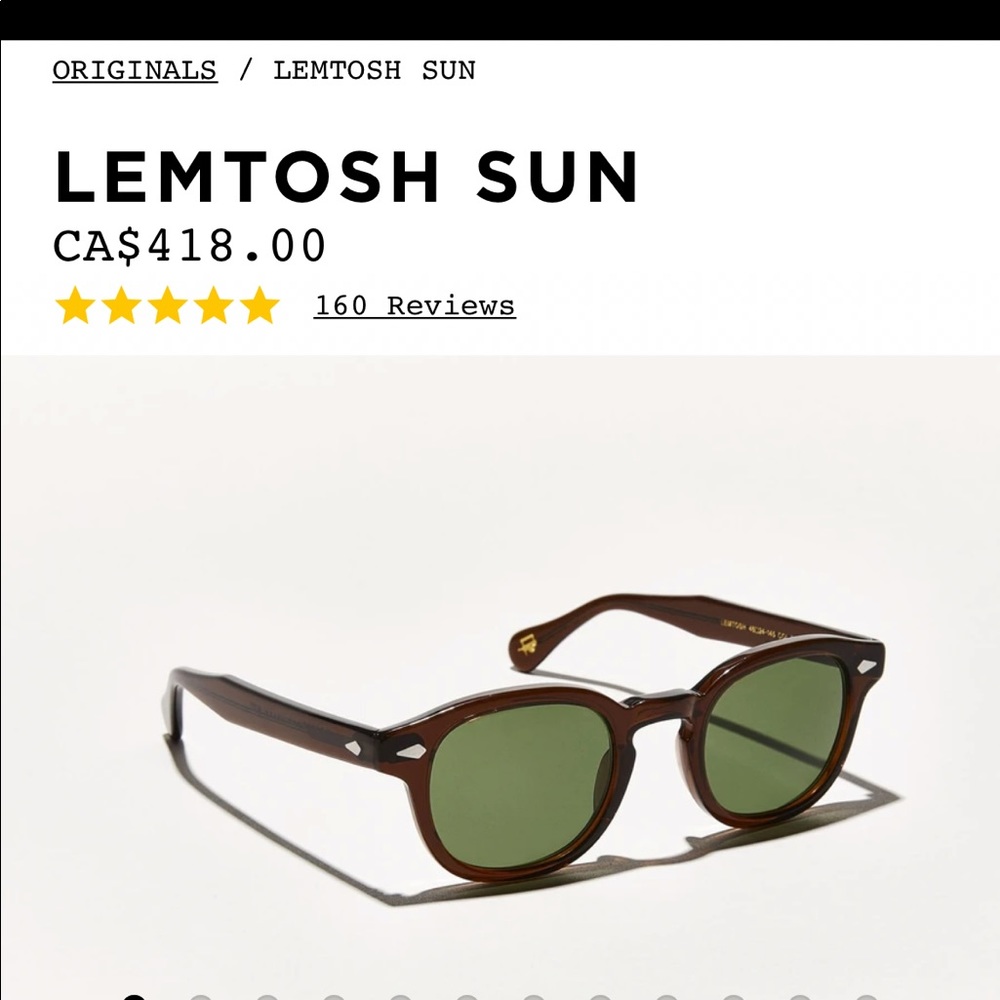 MOSCOT Lemtosh Unisex sunglasses. Color:brown. Size:44 (narrow)